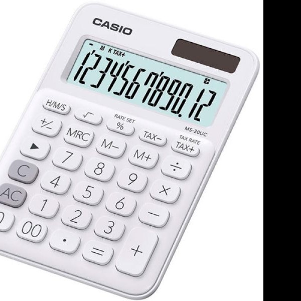 CALCULADORA ESCRIT. CASIO MS-20 BLANCA 12DIG. E.10 C.40